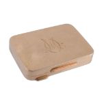 An Italian gold coloured rectangular pocket box, stamped AX.I. and 585, mid/late 20th century,