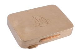 An Italian gold coloured rectangular pocket box, stamped AX.I. and 585, mid/late 20th century,
