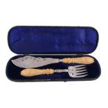 A cased pair of Victorian silver fish servers by Harrison Brothers & Howson, Sheffield 1846,