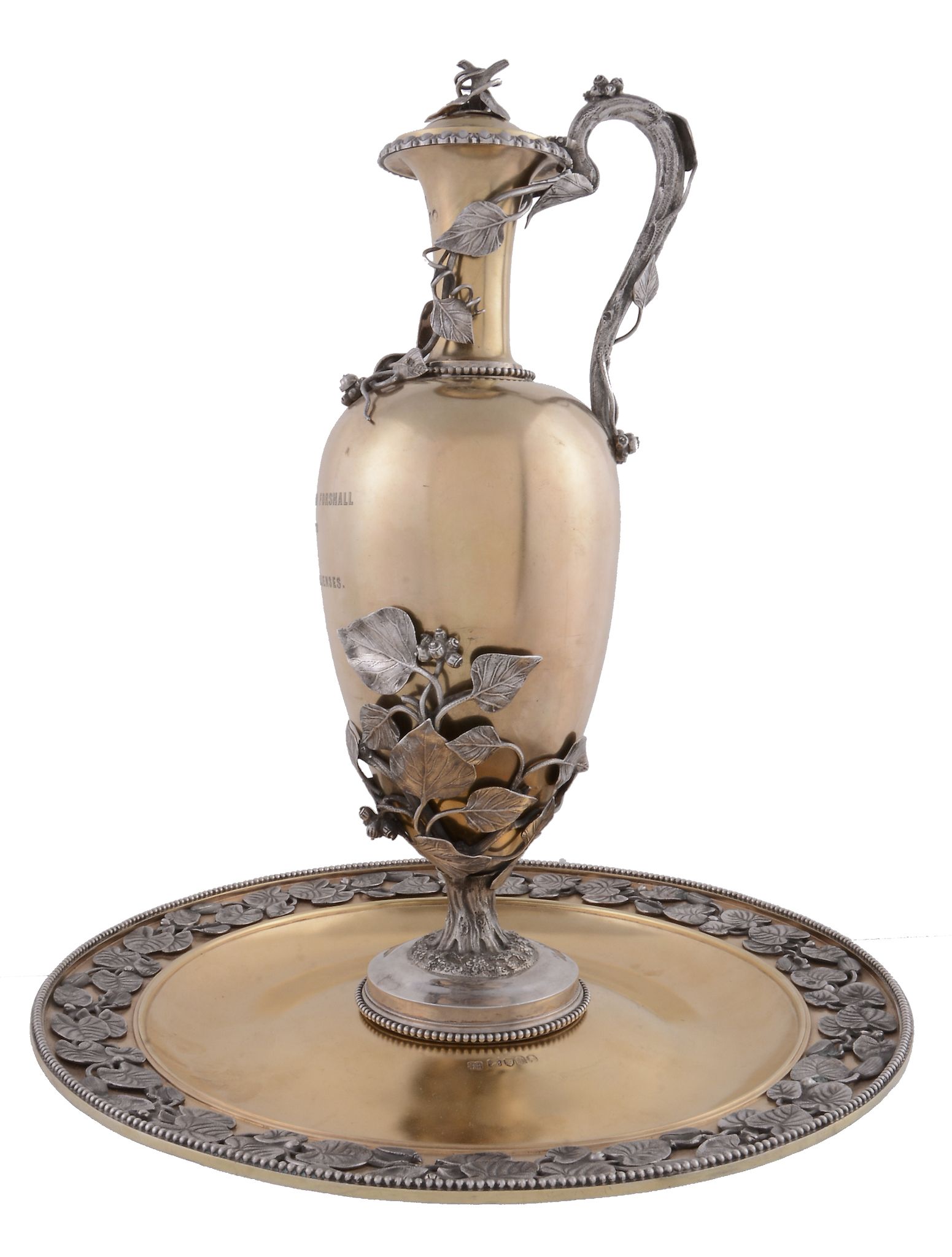 A Victorian silver parcel gilt ewer and basin by Stephen Smith & William Nicholson, London 1863,