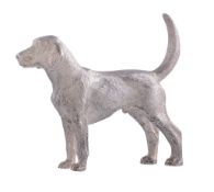 A silver model of a foxhound by A. E. Jones, Birmingham 1968, standing, 10.7cm (4 1/4in) long, 231g