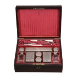 An early Victorian rosewood toilet box with silver fittings by Francis Douglas, London 1841, with