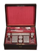 An early Victorian rosewood toilet box with silver fittings by Francis Douglas, London 1841, with