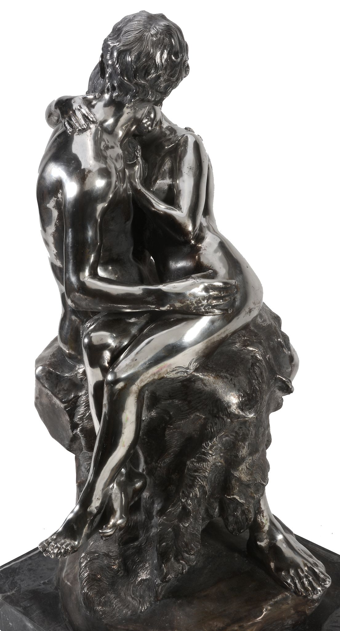 After Ferdinando de Luca, an Italian silver coloured group of an embracing couple, Naples post 1968 - Image 4 of 7