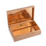 A 9 carat gold rectangular pocket box by S. J. Rose & Son, London 1957, engine turned overall, the