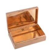 A 9 carat gold rectangular pocket box by S. J. Rose & Son, London 1957, engine turned overall, the