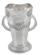 [Motor racing interest] An Irish silver Celtic pattern twin handled trophy by Alwright & Marshall