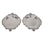 A pair of Victorian electroplated shaped oval meat plates by Elkington & Co., date letter for 1866,