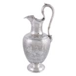 A Victorian silver ewer of classical inspiration by Edward & John Barnard, London 1853, with a leaf