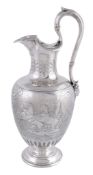 A Victorian silver ewer of classical inspiration by Edward & John Barnard, London 1853, with a leaf