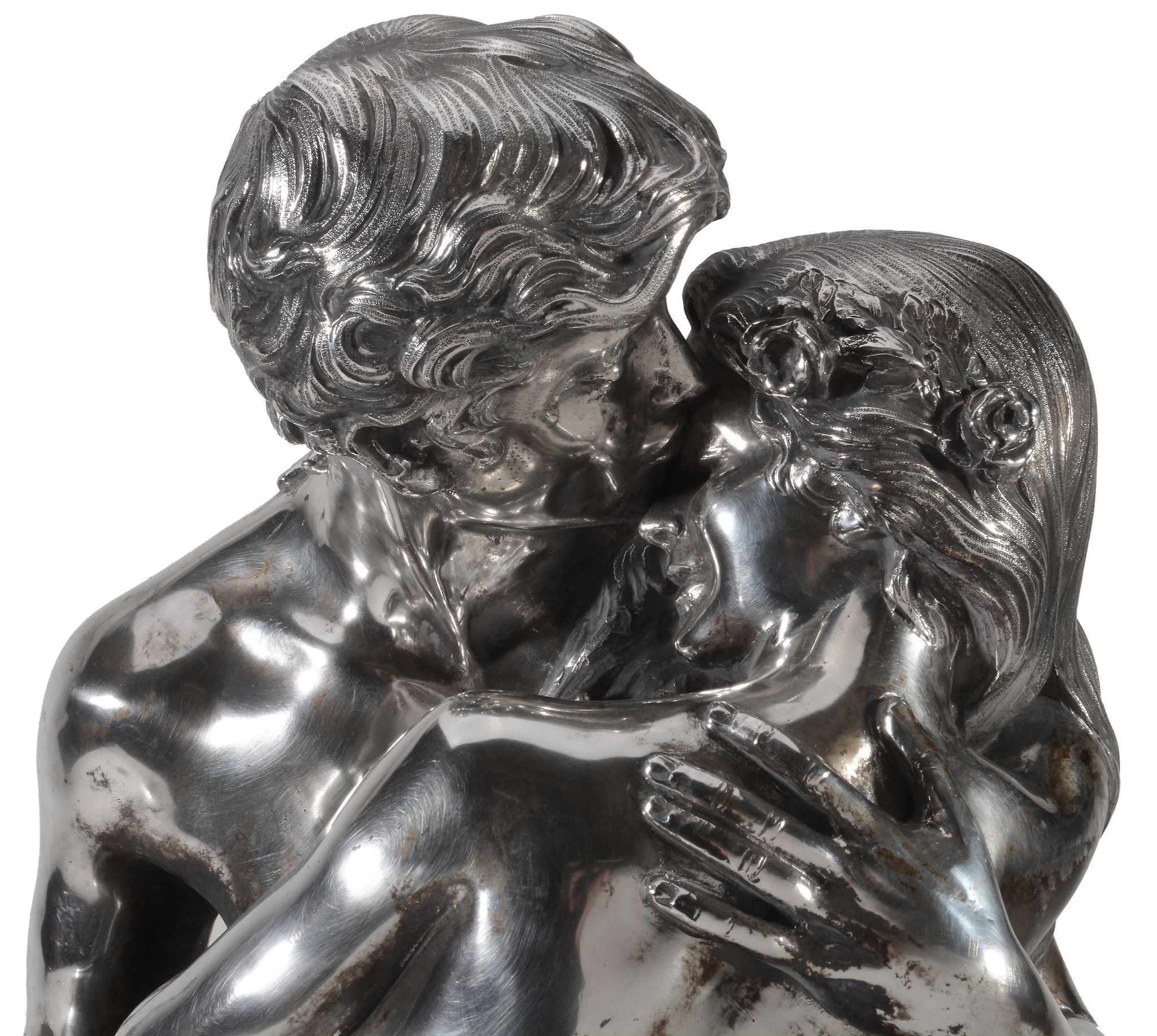 After Ferdinando de Luca, an Italian silver coloured group of an embracing couple, Naples post 1968 - Image 5 of 7