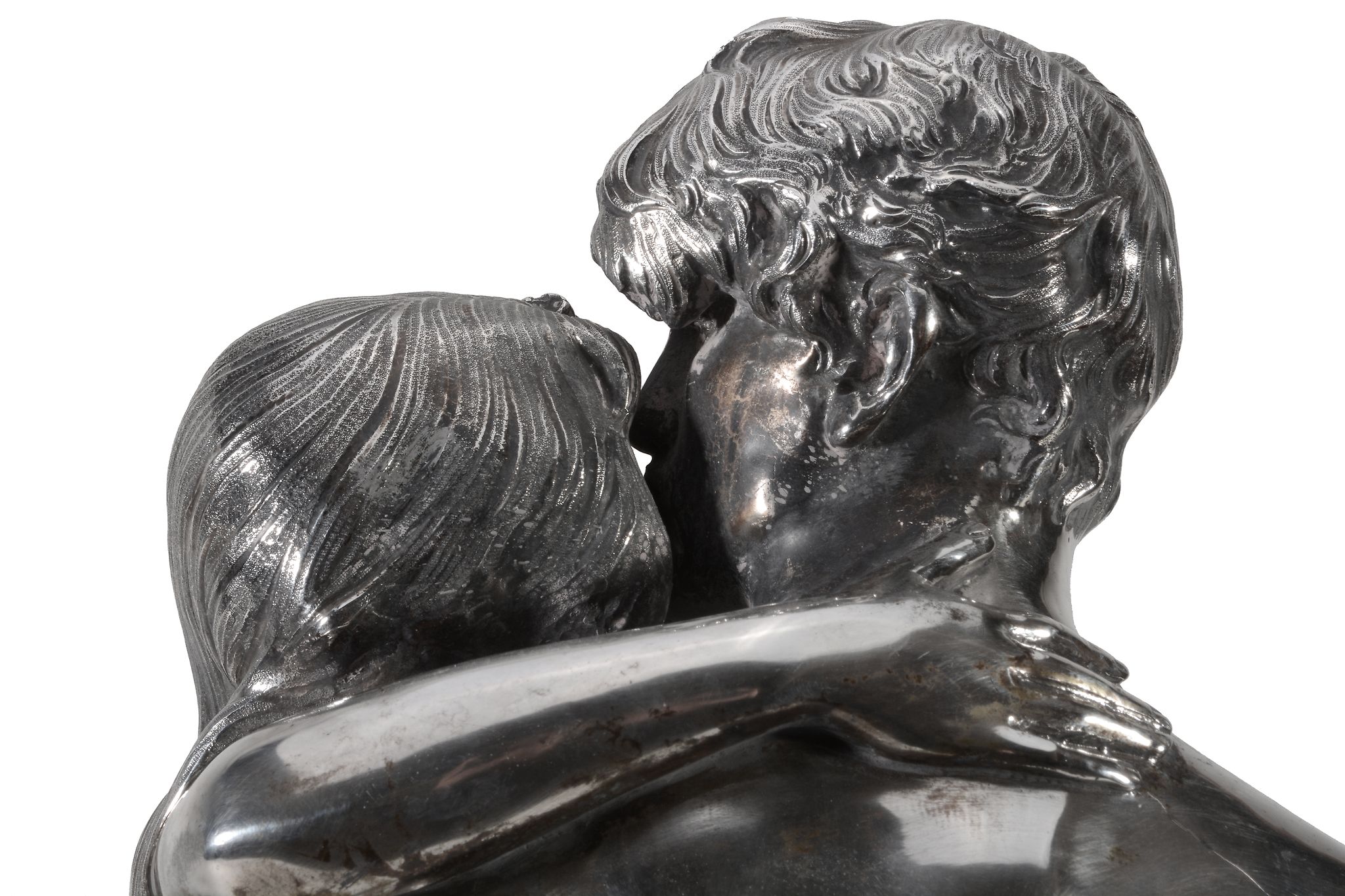 After Ferdinando de Luca, an Italian silver coloured group of an embracing couple, Naples post 1968 - Image 6 of 7