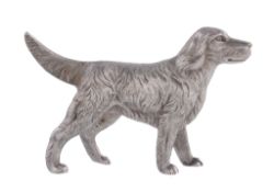 A silver model of a retriever dog, maker's mark SMD (not traced), London 1967, standing, 14.5cm (4