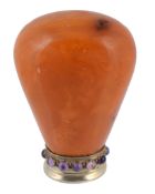 A large amber and amethyst desk seal, unmarked, probably North German or Baltic states, early 20th