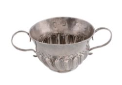 A William III silver miniature twin handled porringer by William Bainbridge I, London 1697,