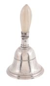 A George III silver and ivory small table bell by Rebecca & William Emes, London 1808, with a