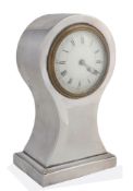 An Edwardian silver balloon cased table clock by Douglas Clock Co., Birmingham 1902, with a French