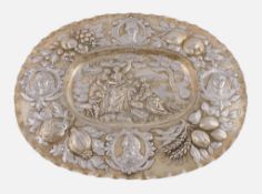 A German silver oval sideboard dish, pseudo marks of Hans Kindsvater, Nuremberg, circa 1650,
