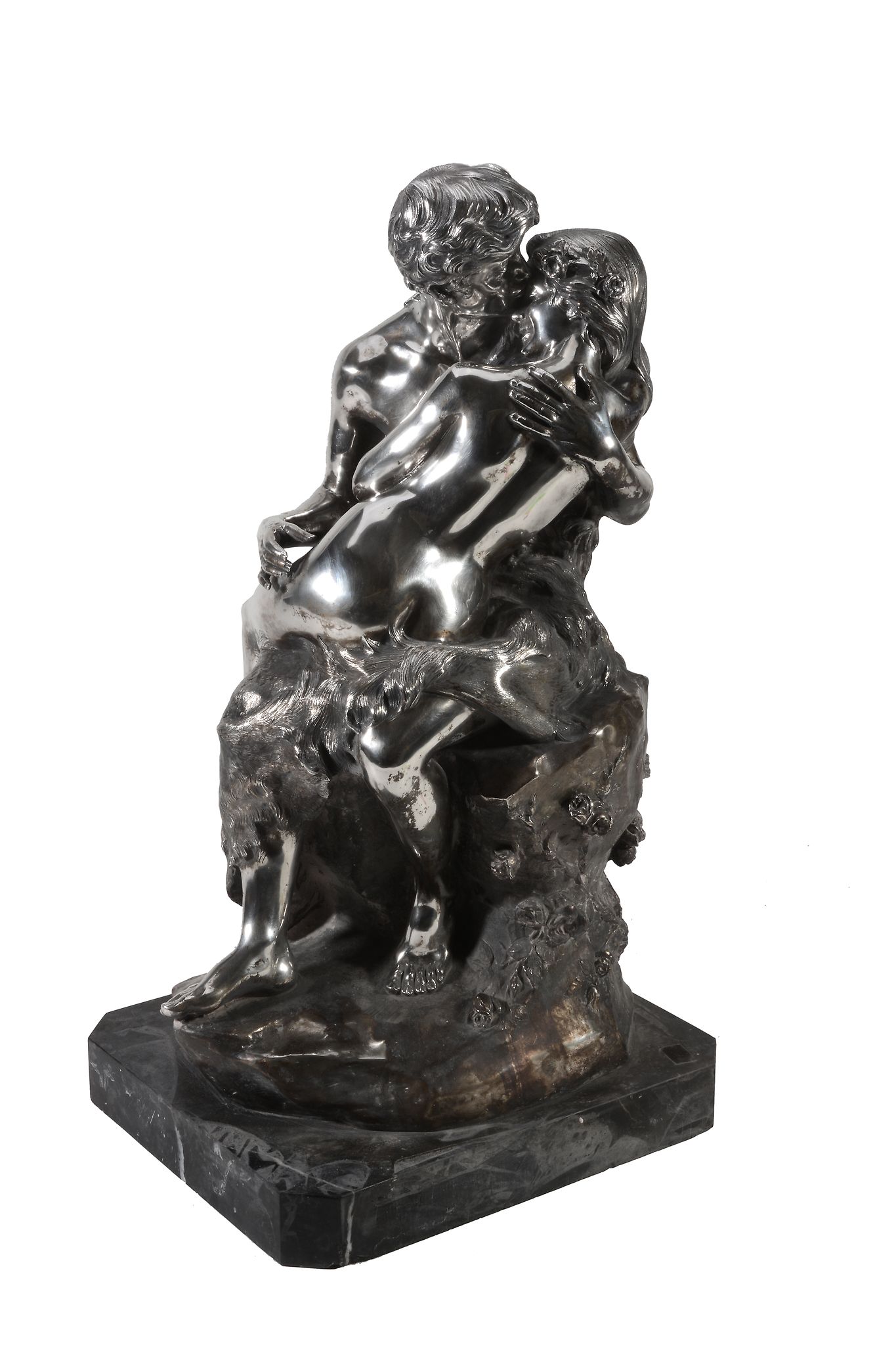 After Ferdinando de Luca, an Italian silver coloured group of an embracing couple, Naples post 1968 - Image 2 of 7