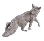 A silver model of a fox, maker's mark SMD (not traced), London 1971, standing looking behind, 18.