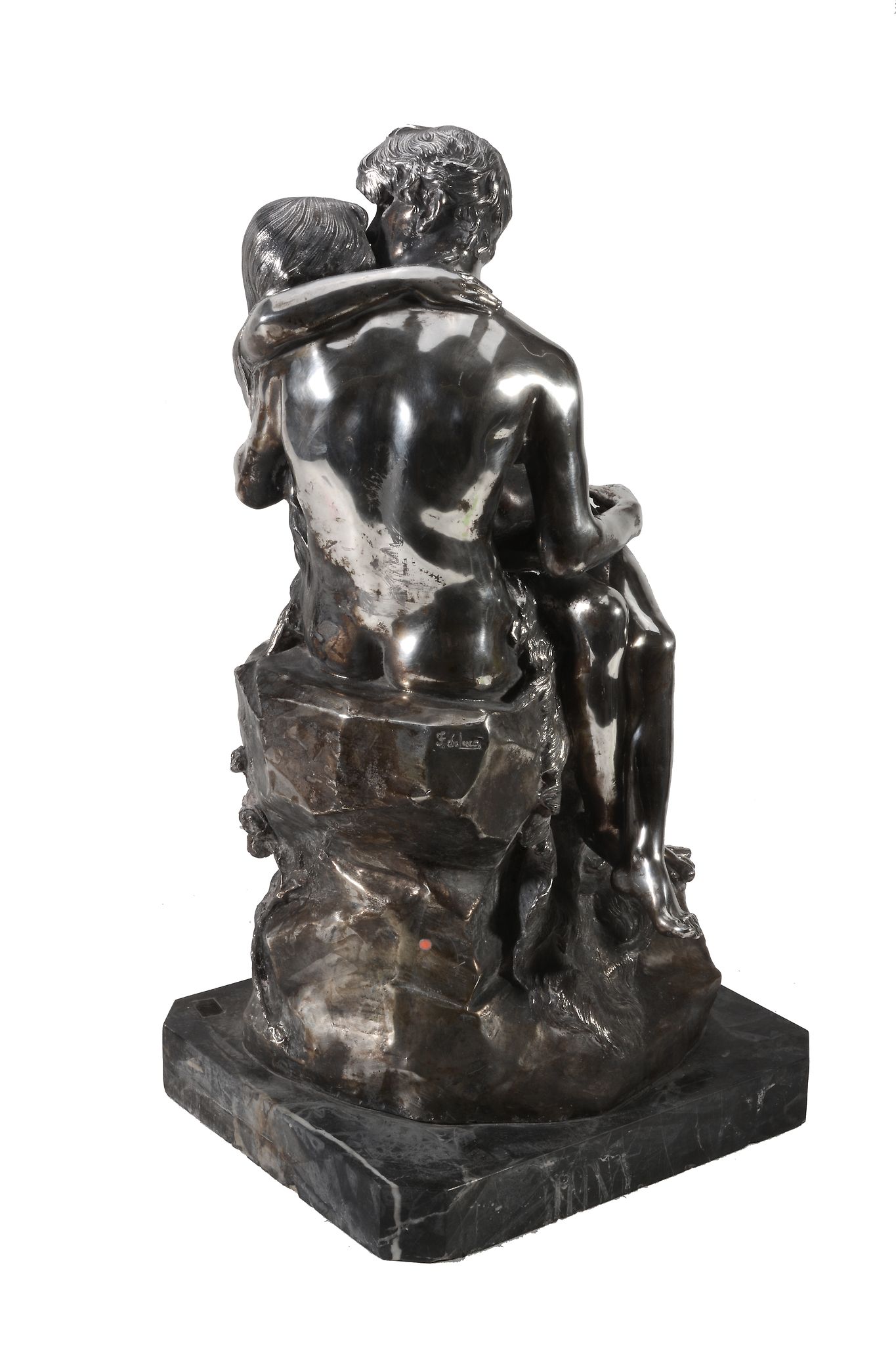 After Ferdinando de Luca, an Italian silver coloured group of an embracing couple, Naples post 1968 - Image 3 of 7