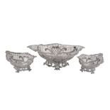 Three similar late Victorian silver navette baskets by William Comyns & Sons, London 1891, with