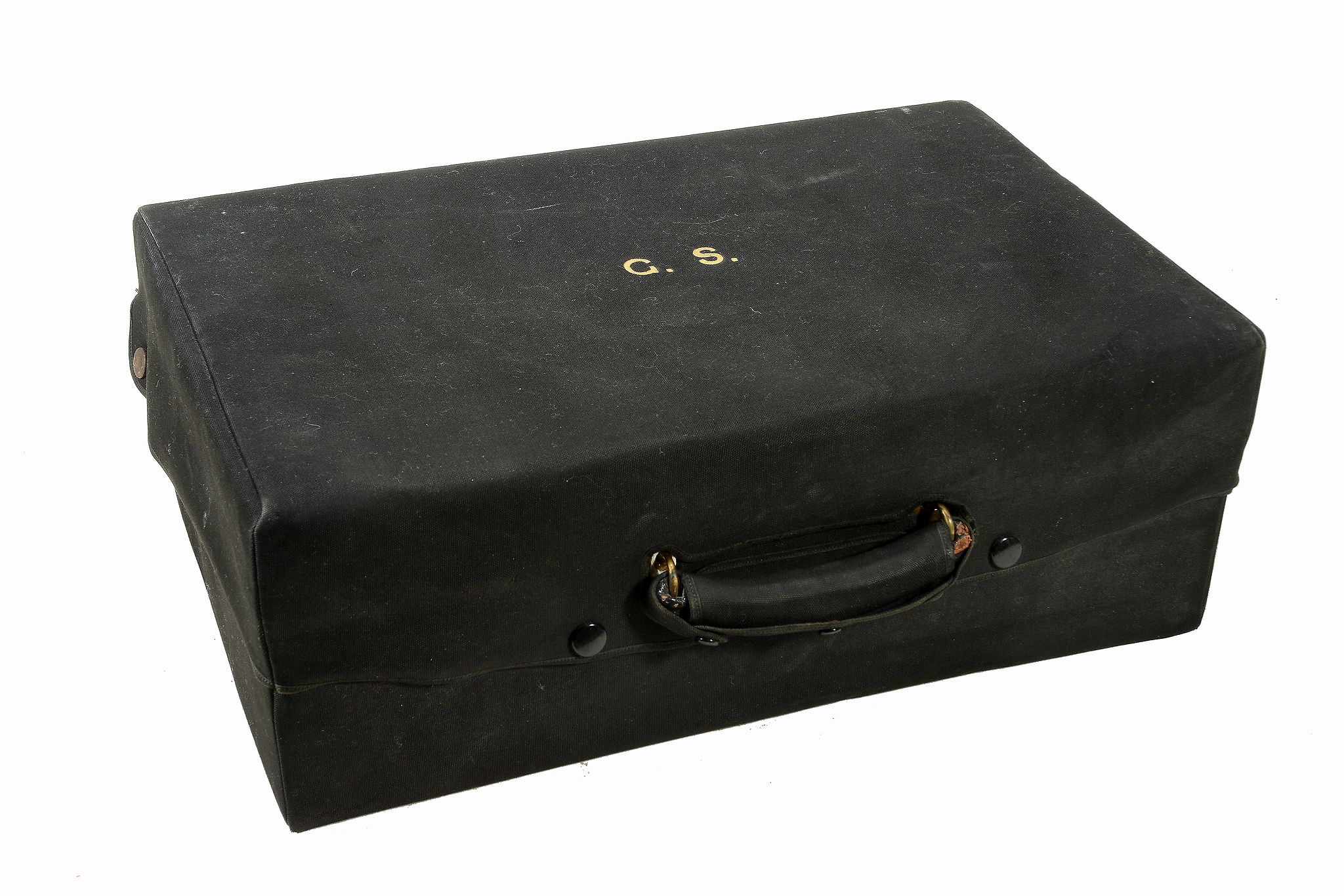 Asprey, a black leather suitcase,   1930s, blindstamped   Asprey London  , gilt stamped   G.S., - Image 2 of 2