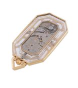 Cartier, an Art Deco 18 carat gold and rock crystal pendant watch,   no. 29804, circa 1930, manual