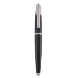 Dunhill, AD2000, a fountain pen,   with a carbon fibre cap and barrel and chrome trim, the nib