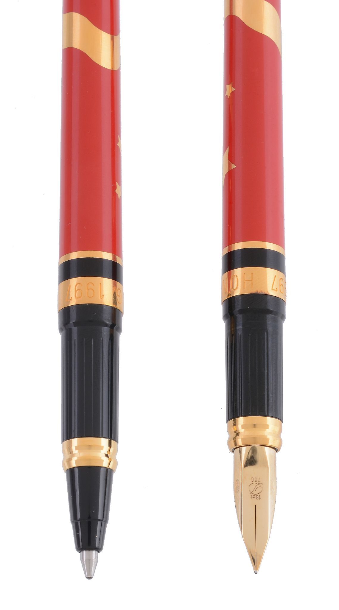 S. T. Dupont, Hong Kong 1997, a limited edition laque de chine fountain pen and ball point pen, - Image 4 of 4