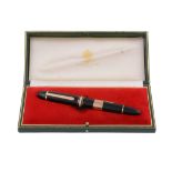 Montblanc, Meisterstuck 149, a black resin fountain pen,   the cap with a gold plated clip and cap