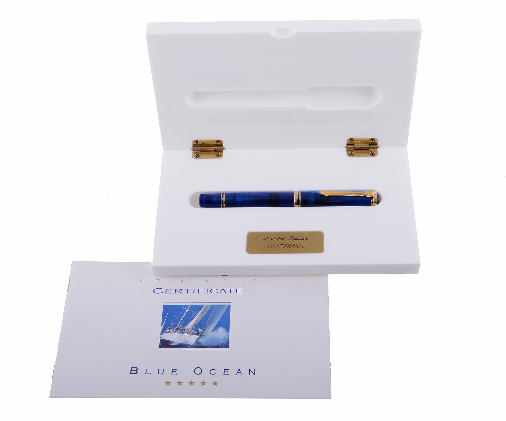 Pelikan, Blue Ocean, a limited edition fountain pen  , no. 4837/5000, with a blue resin cap and