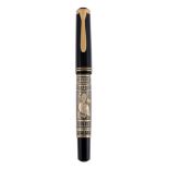 Pelikan, Toledo, an engraved and black resin fountain pen,   the engraved   barrel with a black