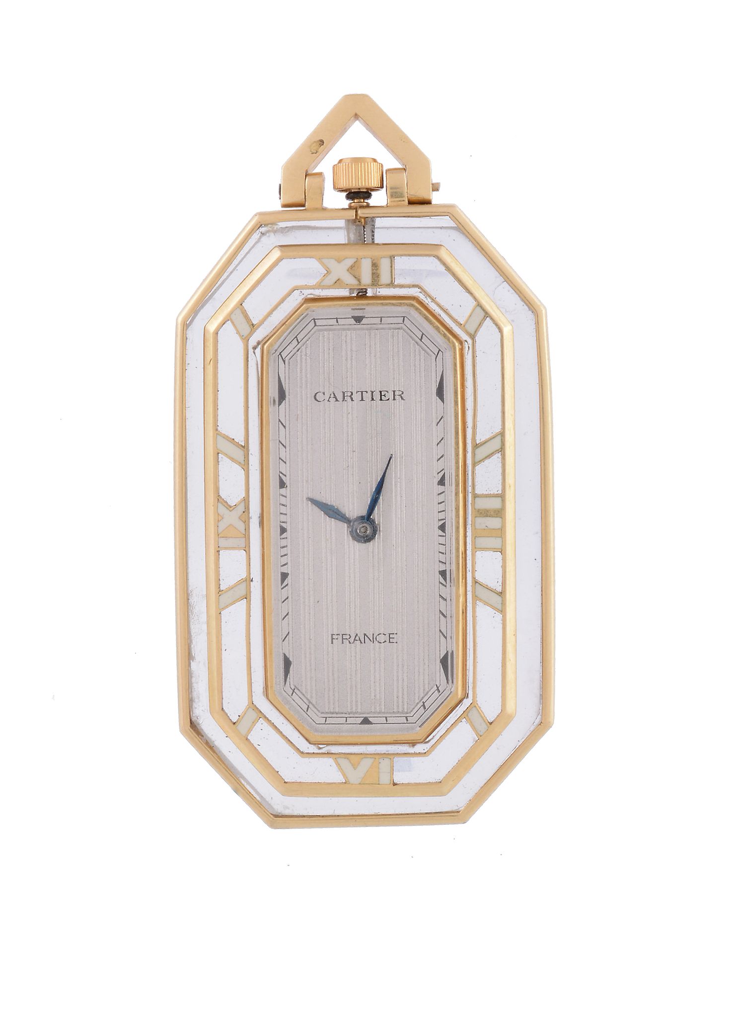 Cartier, an Art Deco 18 carat gold and rock crystal pendant watch,   no. 29804, circa 1930, manual - Image 2 of 2