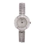 Chopard, a lady's 18 carat white gold and diamond quartz bracelet watch,   quartz movement, 7