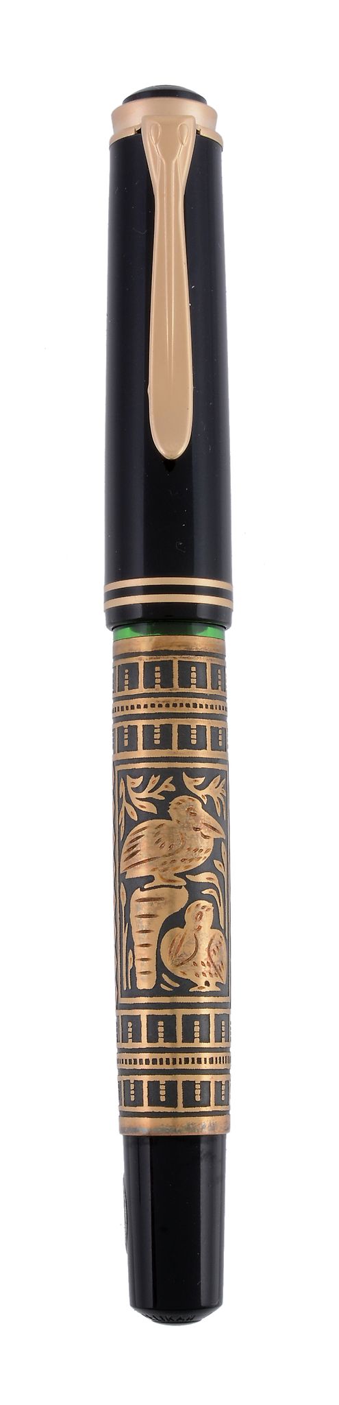 Pelikan, Toledo, a limited edition fountain pen,   no.10/6 35, the black resin cap with a gold