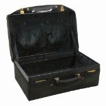 Asprey, a black leather suitcase,   1930s, blindstamped   Asprey London  , gilt stamped   G.S.,