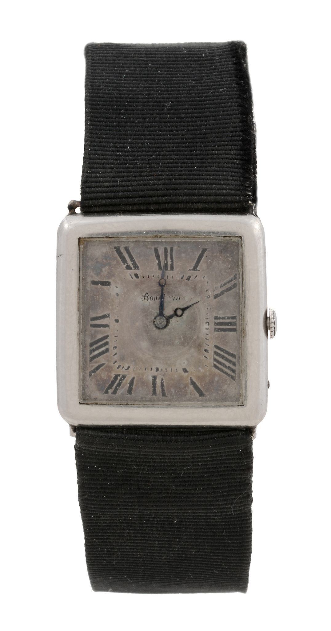 Boucheron, a lady's cushion shaped platinum wristwatch,   no. 37371 ,   circa 1920, nickel lever