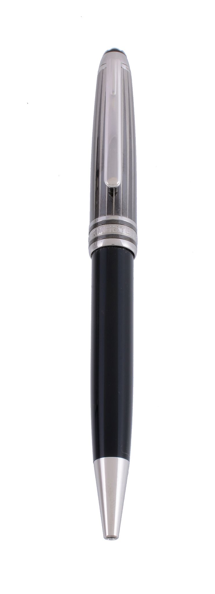 Montblanc, Meisterstuck Solitaire, a black resin and stainless steel ballpoint pen,   the cap with - Image 3 of 3