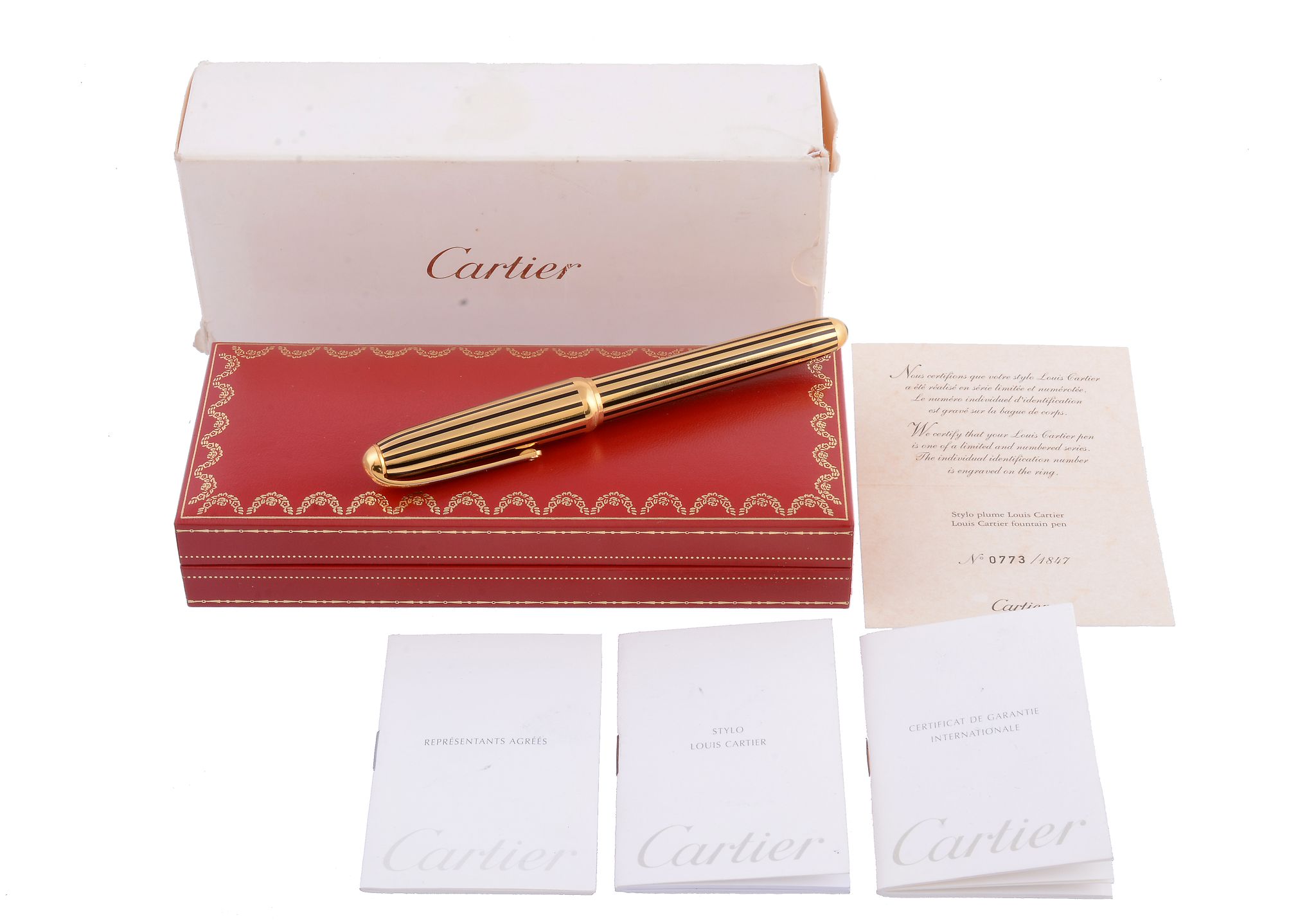 Cartier, Dandy, a limited edition fountain pen,   no. 0773/1847, the gold plated and black lacquer - Image 3 of 3