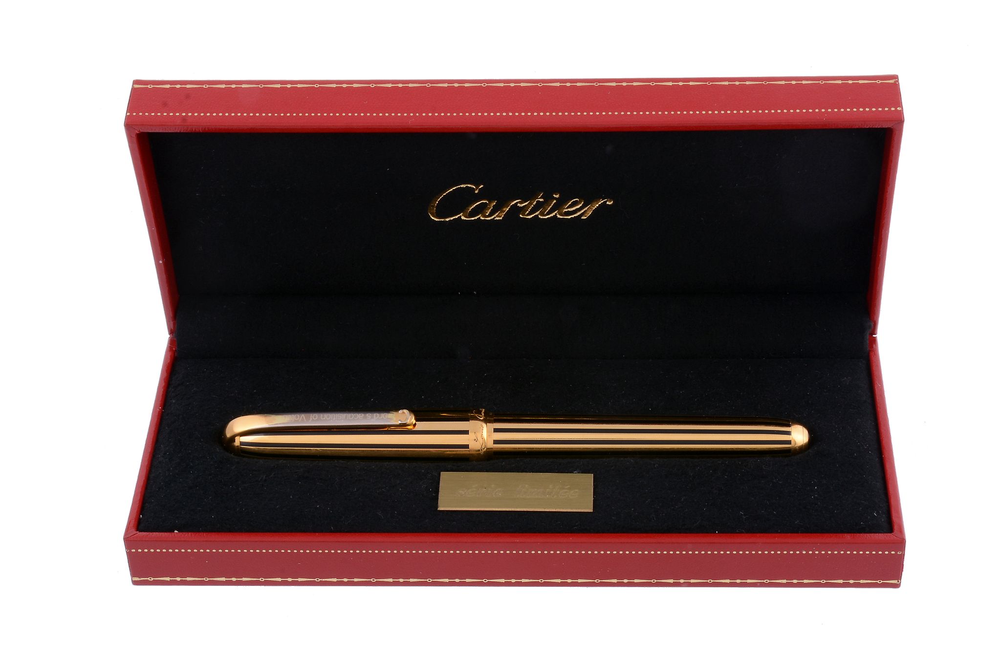 Cartier, Dandy, a limited edition fountain pen,   no. 0773/1847, the gold plated and black lacquer