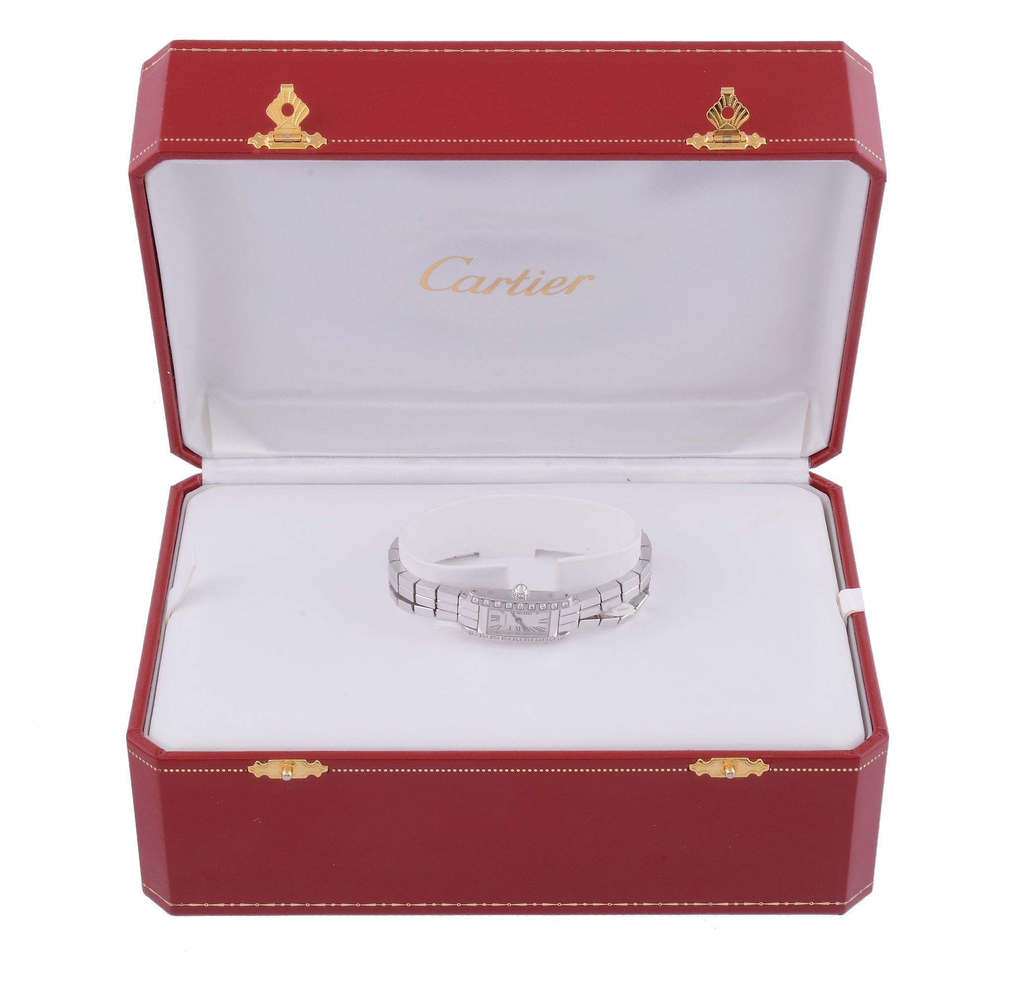 Cartier, Tank Anglaise, ref. 2544, a lady's 18 carat white gold and diamond bracelet wristwatch, no.