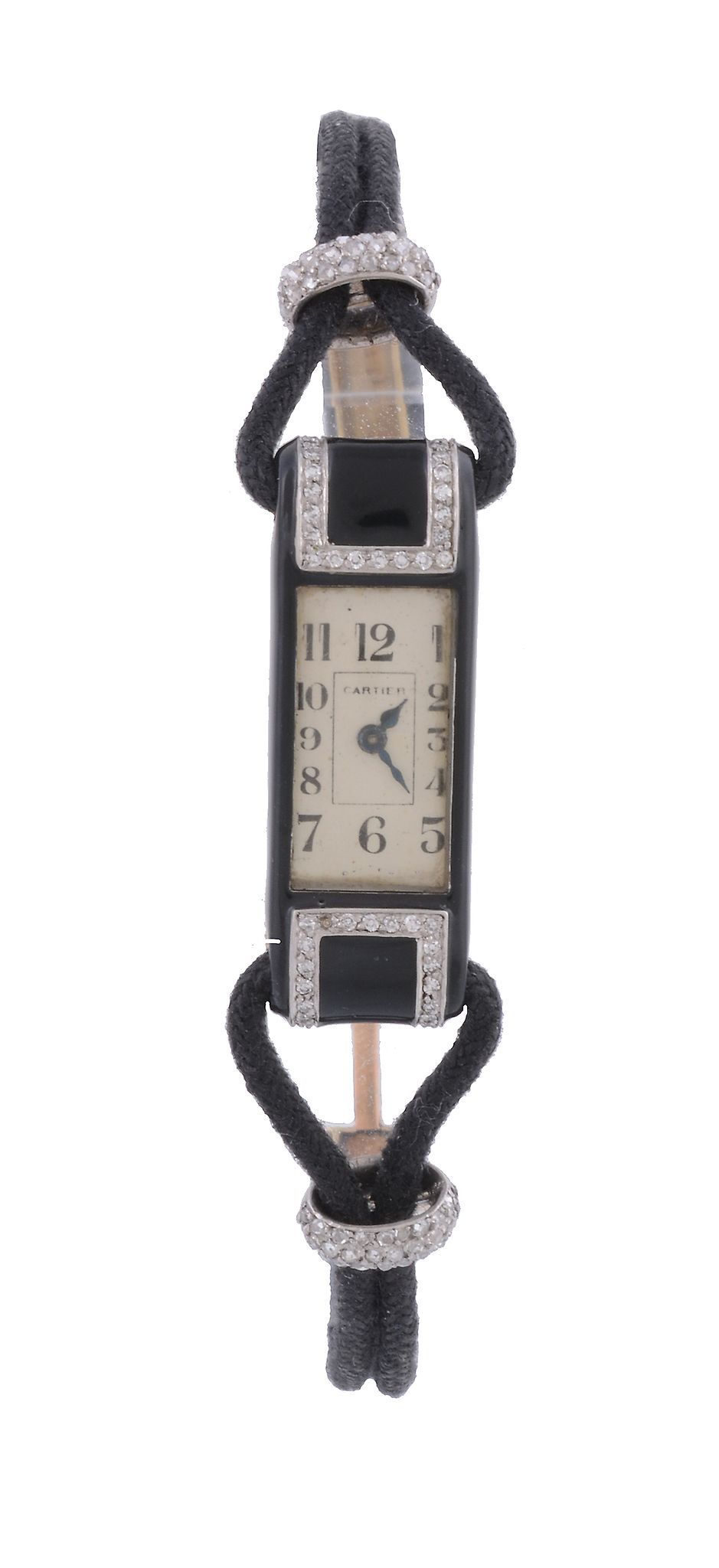 Cartier,  lady s Art Deco 18 carat gold, diamond and black lacquer wristwatch,   no. 7721, circa