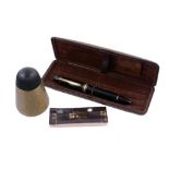 Montblanc, Meisterstuck 149, a black resin fountain pen,   the cap with gold plated clip and cap