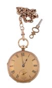 Gaydon, Barnstaple, an 18 carat gold open face pocket watch,   no. 1554, hallmarked London 1874,