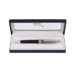 Montblanc, Meisterstuck Solitaire, a black resin and stainless steel ballpoint pen,   the cap with