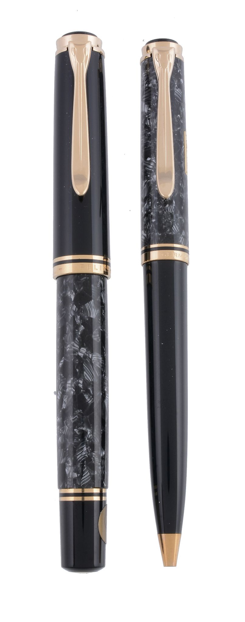 Pelikan, Wall Street, a limited edition fountain pen and ballpoint pen,   no.1579/4500, with a gray