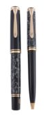 Pelikan, Wall Street, a limited edition fountain pen and ballpoint pen,   no.1579/4500, with a gray