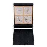 Asprey, a multi function travelling clock,   the functions comprising; a thermometer, a hygro