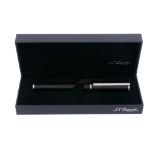 S. T. Dupont, a black laque de chine fountain pen,   the black cap with a stainless steep cap, the